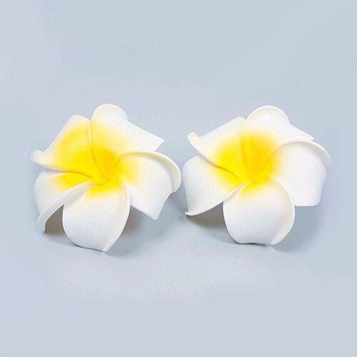 2 Pcs Hawaiian Foam Flower Bridal Wedding Party Hair Clip White Plumeria Decor