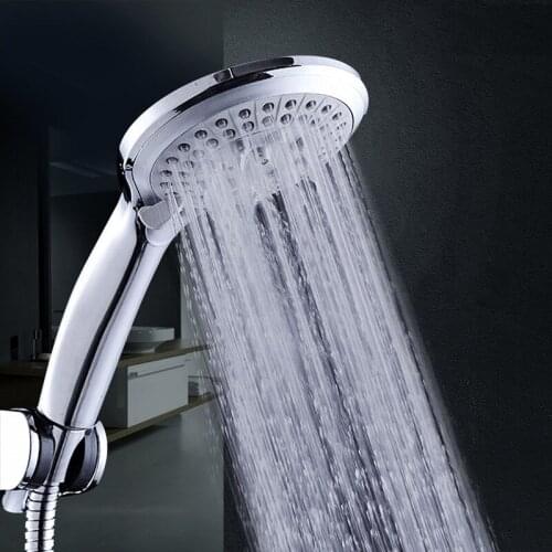 5 Modes Silicone Nozzle Shower Head HandHold Rainfall Jet Spray High Pressure Powerful Shower Head Chrome plating