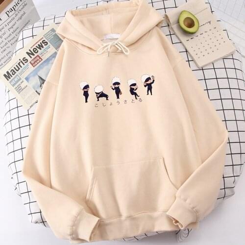 Anime Jujutsu Kaisen Lil Gojo Printing Women Hoodies Autumn Crewneck Hoodie Cartoons Oversize Hoody Warm Fleece Men Clothing