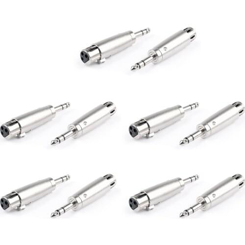 Artudatech 10Pcs Male/Female 3Pin XLR To 1/4 6.35mm Stereo Male Plug For TRS Audio Cord Adapter New Arrive