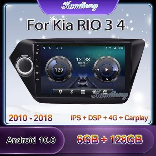Kaudiony 9" Android 10.0 Car Radio Automotivo For Kia RIO 3 4 Car DVD Multimedia Player Auto GPS Navigation Stereo 4G 2010-2018