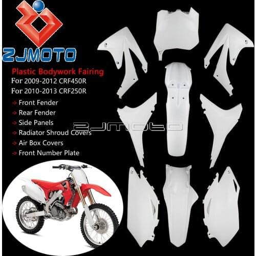 White Motocross Bodywork Plastic Fairing Replacement For Honda CRF250 CRF450 R Enduro Side Panels Radiator Shroud Air Box Cover