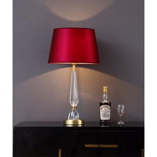 Free Shipping Modern Crystal Table Lamp Beside Lamp For Bedroom Wedding Room Bedside Simple Luxury Crystal Warm Dowry Lantern