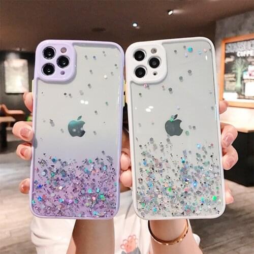 LOVECOM Gradient Glitter Sequins Phone Case For iPhone 12 11 Pro Max XR XS Max 7 8 Plus X Soft Camera Protection Clear Cover