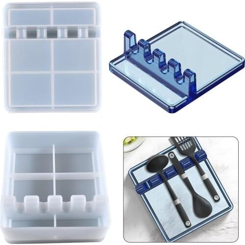Spoon Chopsticks Holder Silicone Mold Fork Spatula Organizer Rack Crystal Epoxy Resin Mould Kitchen Storage Accessories Making