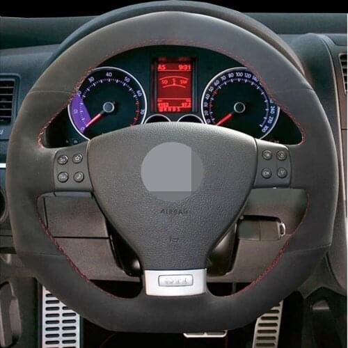 DIY Black Faux Leather?Car Steering Wheel Cover For Volkswagen Golf 5 Mk5 GTI VW Golf 5 R32 Passat R GT 2005