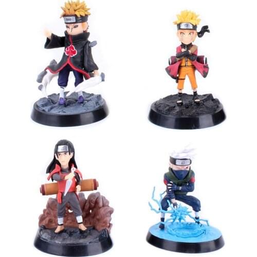 4Pcs/Set 10cm Naruto Anime Uzumaki Naruto Itachi Kakashi Battle PVC Action Figure Cartoon Model Toys Kids Gift