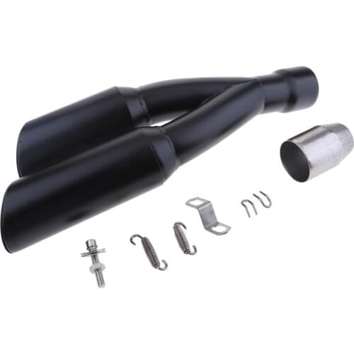 51MM 2'' Dual-Outlet Exhaust Muffler Pipe Silencer Slip on for Yamaha Black