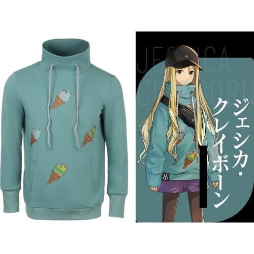 Anime D_CIDE TRAUMEREI Cosplay Hoodie Unisex Pullover Lake Blue Ice Cream Cone Printed Cosplay Outfits 2021 Newest
