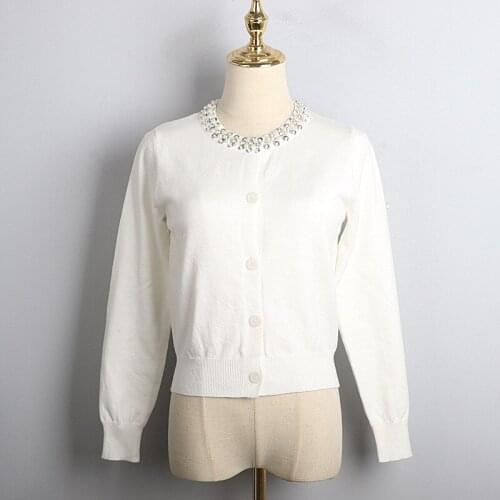Beading Cardigan Women Luxury O-Neck Designer Brand Fashion Elegant Single Breasted Autumn Winter High Street Za Knitted Outwear