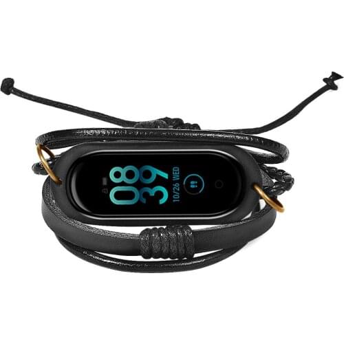 For Mi Band 4 Strap Leather Weave Braided Bracelet Strap Band for Xiaomi Mi Band 3 4 Correa