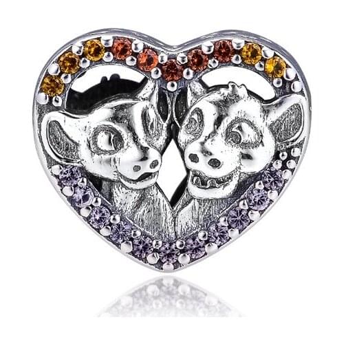 Lion Friend 2020 Heart Beads for Charms Bracelets Silver 925 Jewelry Mixed CZ Crystal Bead DIY Silver Beads for Jewelry Making