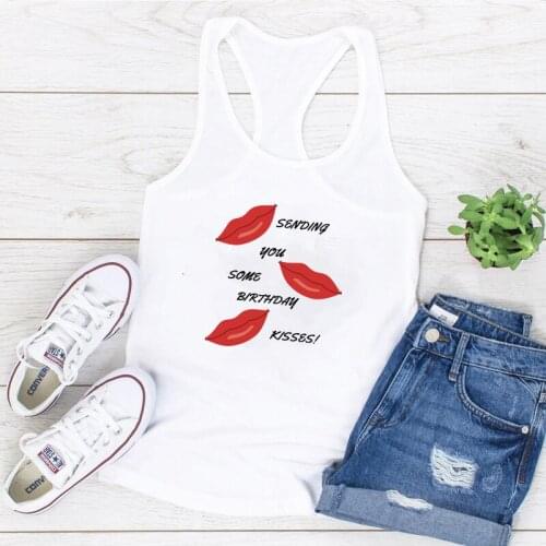 Red Lips Printing Tank Top Women Summer Sleeveless Vest Tops for Women Ladies Sexy Round Neck Vogue Female Top Verano Mujer