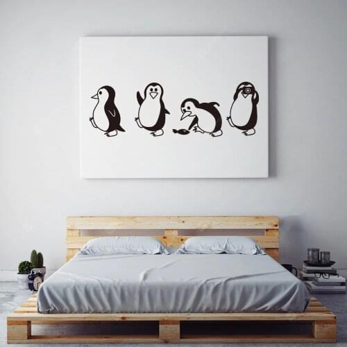 Cute Penguin Cartoon Wall Sticker For Kids Room Decoration DIY self-adhesive Vinyl Murals Wallpapers Lovely Animals Decal LC1803