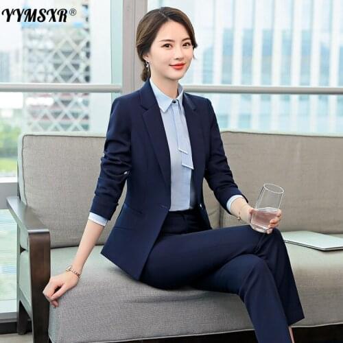 Fashion ladies suits professional wear womens suit Winter Slim Large Size Blazer Female office pants set high quality Two-piece