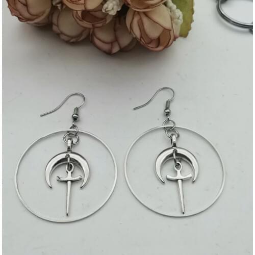 New Big Hoop Goddess Earrings Moon and Sword Witch Moon Earrings Gothic Celestial Jewelry-sun Jewelry