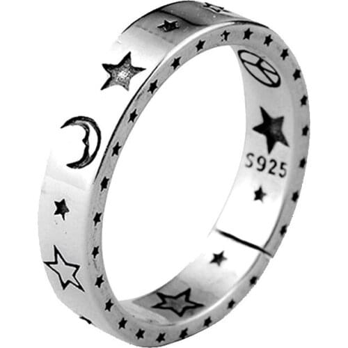 Moon Star Opening Ladies Ring Fashion Finger Smiley Ring Personality Punk Gift Party Club Finger Accessories