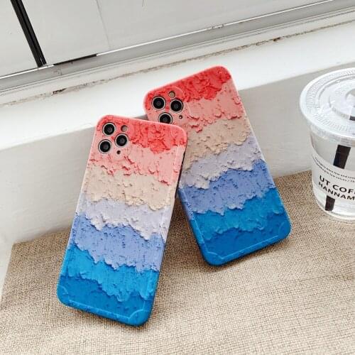 Oil painting gradients for iPhone 7 8plus XR XS 12mini xsmax 12promax 11 12Pro se2 Antiskid phone case