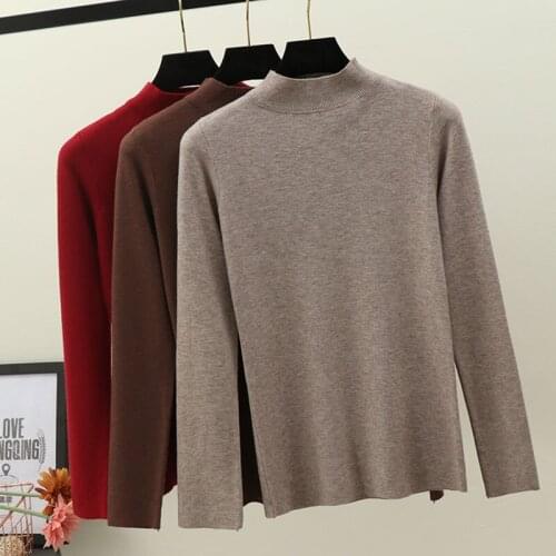 WWENN luHalf Turtleneck Pullover Women Sweater Knit Sweaters Long Sleeve Thick Top Korean Autumn Winter Pull Femme Jumper