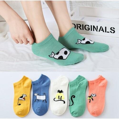 Clearance Sale New Women Cartoon Cotton Socks Slippers Funny Kawaii Women Short Socks Spring Summer Socks Invisible Non Slip Sox