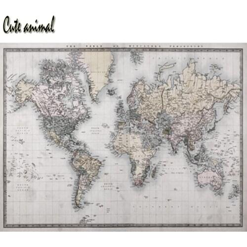 Retro world map diamond paintings 5D diamond embroidery picture of rhinestone diamond mosaic Cross Stitch kit handmade art decor