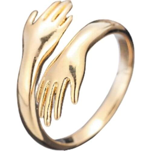 Romantic Hand With Love Hug Rings Creative Adjustable Love Forever Open Finger Hand Ring For Women Men Fashion Jewelry Gift New