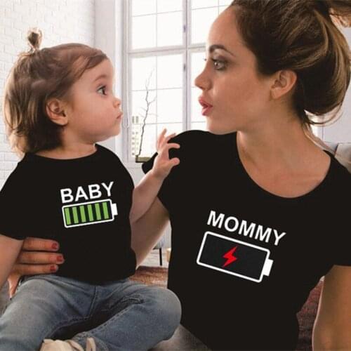 Family Cotton T-shirts for Dad Mom Girls Boys Print Tops Fashion Adult Baby Kids Mother Daughter Matching Clothes Outfits