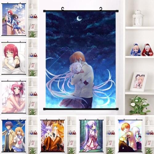 Angel Beats Modern Hanging Prints Cartoon Anime Canvas Painting Plastic Scrolls Picture Home Bedroom Wall Art Poster Decoration