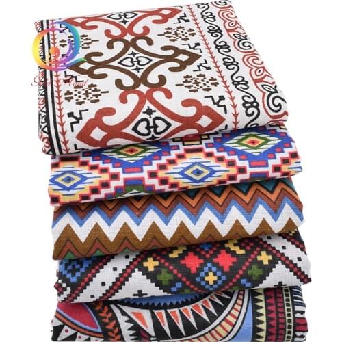 African geometry Printed organic Cotton Linen Fabric For Quilting Sewing DIY Sofa Table Cloth Tissue Bag Cushion curtain Fabric