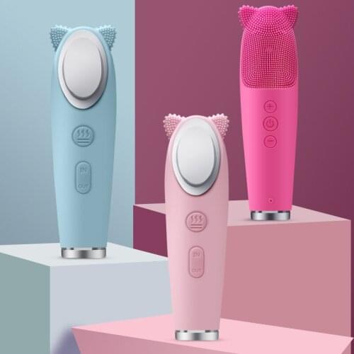 Ultrasonic Face Brush Electric Silicone Facial Cleansing Brushes Vibrating Face Cleanser Skin Deep Cleaning Massager EMS Care