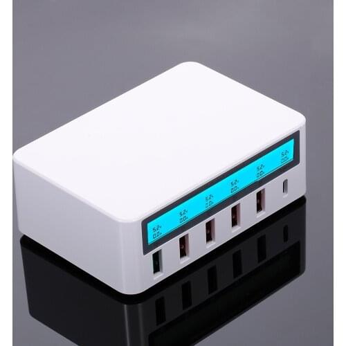 Smart Charging Station with 6 Ports LCD USB Charging Dock QC3.0 Fast Charging Universal Compatibility Charging Station