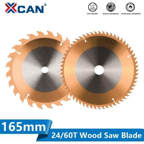 XCAN Carbide Tipped Wood Cutting Disc 165mm 24T,60T TiCN Coated TCT Circular Saw Blade