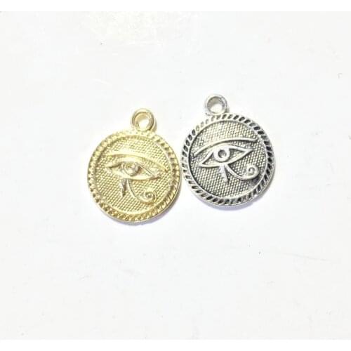 Eruifa 20pcs 15mm Eye Coin Zinc alloy Jewelry DIY Charms Pendant Necklace,Bracelets,Earrings 2 Colors