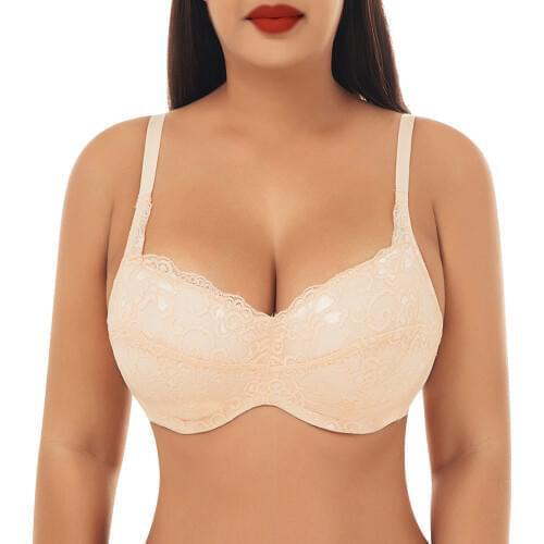 Womens Sexy Lace Cutout Plus Size Underwear Gathers Seamless And Comfortable Breathable Thin Cup to Receive The Breast