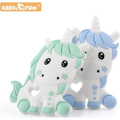 Keep&Grow Silicone Baby Unicorn Chewing Teether Bebe Nipple Chain Making DIY Necklace Gift Food Grade Animal Teething Products