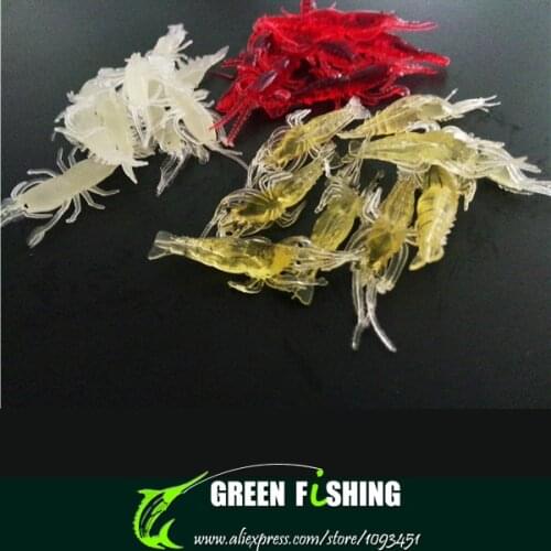 30pcs/iot 5cm Free Shipping Fishing lure soft bait soft shrimp artificial shrimp belt Soft Plastic Lures Fake Shrimp Bait