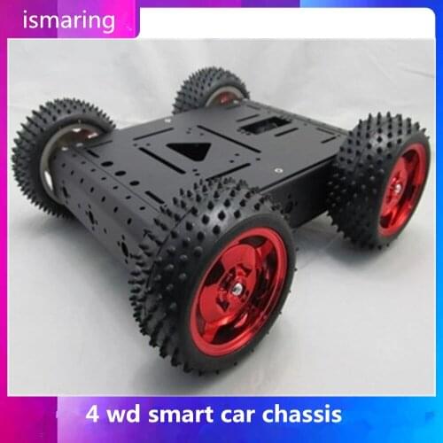 4 wd smart car chassis 15 kg bearing (black) aluminum alloy car-body cross-country robot Features: Size: 230 * 220 * 80 mm Weigh
