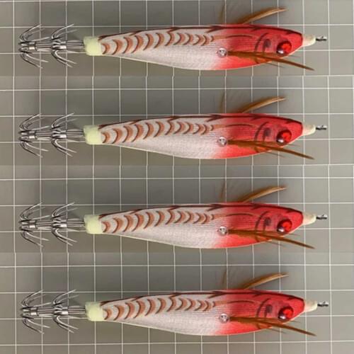 8Pcs Fishing Lure 10cm/10g Squid Hook Squid jigging Wobblers Octopus Cuttlefish Wood Shrimp Hard Baits 3D Eye