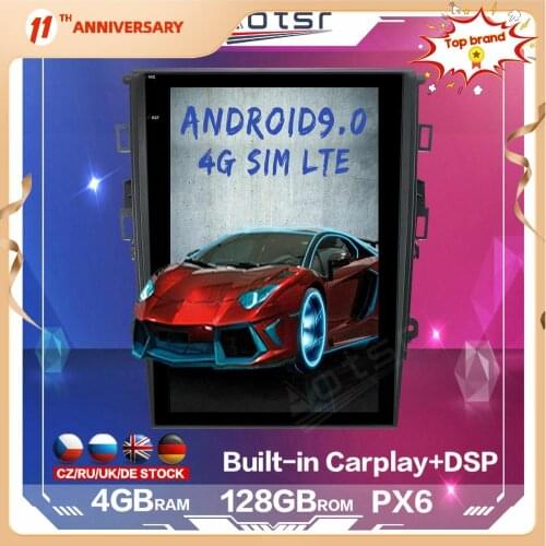 128GB Tesla Style Android Car Radio For Ford Mondeo Fusion MK5 Car Multimedia Player GPS Navigation Stereo DSP Carplay 4G SIM