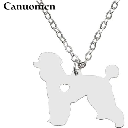 Canuomen Teddy Pendant with Love Heart Stainless Steel Animals Necklaces Pet Dogs for Men and Women Charm Jewelry