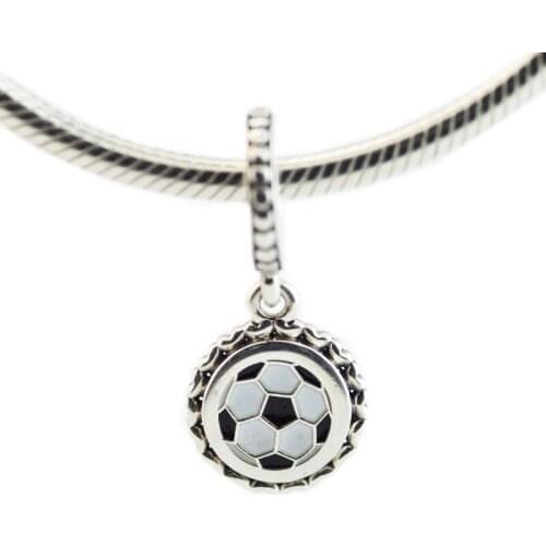 Goal soccer Dangle 925 Sterling Silver Jewelry Fits European Charm Bracelet & Choker Beads For Woman DIY
