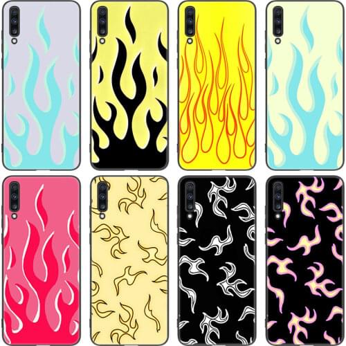 Blue Red Flame Fire Case For Samsung Galaxy A01 Core A03S A10 A20E A21 A30 A40 A42 A82 A90 A6 A7 A9 A8 Plus 2018 A5 2017 Cover
