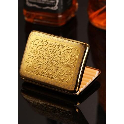 Honeysuckle Fashion Vintage Metal Creative Cigarette Case Ultra-Thin Pure Copper Gold Portable Smoking Accessories Box Gift