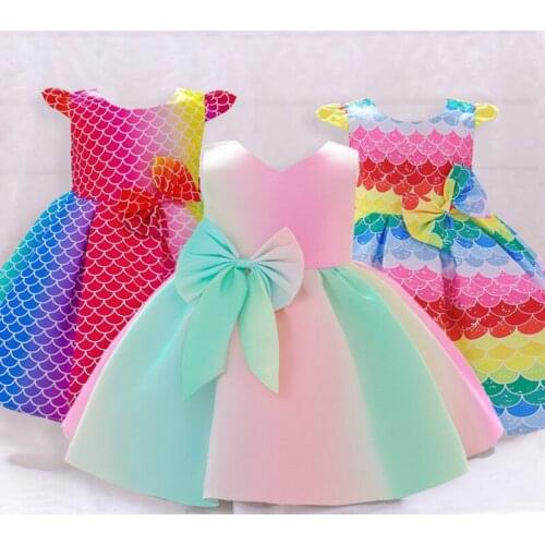 Children Dress 2021 New Cotton Fashion Bowknot Sleeveless Print Baby Girl Princess Dresses For Girls Party Dresses 1-5 Years Old