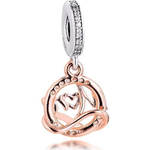 Two-tone Mum Dangle Charm 2021 Mothers Day Beads For Jewelry Making Fits Original Charms Bracelets Fashion Woman DIY Beads