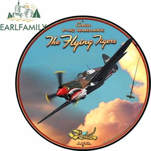 EARLFAMILY 13cm x 13cm for Warhawk Flying Tigers Aircraft Personality Waterproof Car Sticker Laptop Decal Motorcycle Graphics