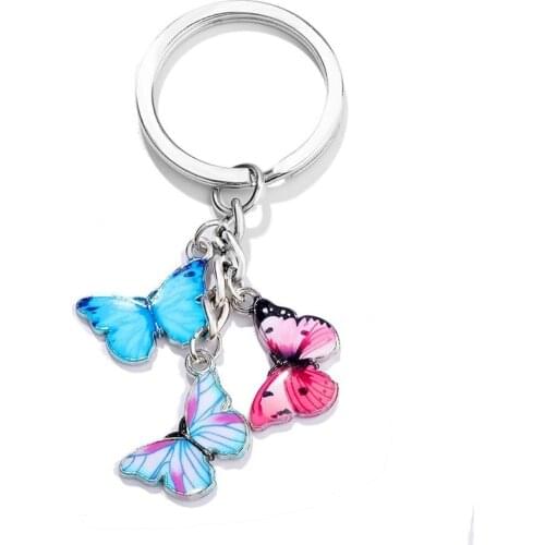 HebeDeer New Colorful Keychain Enamel Butterfly Keychain Insects Car Key Women Bag Accessories Jewelry Gifts Key Chain Llavero