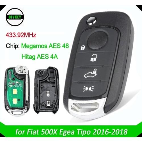 DIYKEY Remote Key Fob 433.92Mhz MQB 48 for Fiat 500X Egea Tipo 2016-2018 I6FA Model Megamos AES / ID48 Hitag AES / 4A Chip