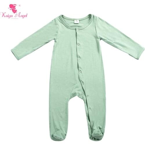 Kaiya Angle Fall New Born Baby Boy Girl Clothes Blue Jumpsuit Long Sleeve Footies Sleepsuits Single-Breast Bodysuit Romper 2020