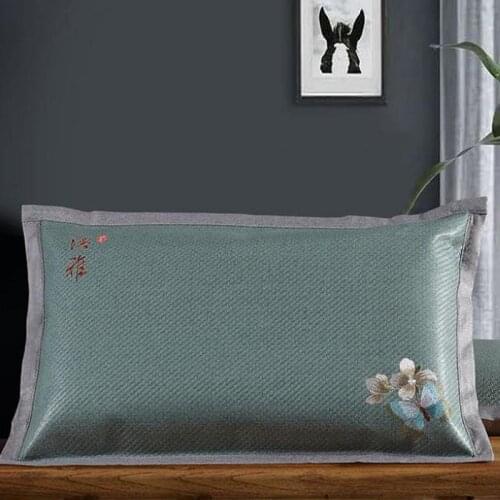 Summer Ice Silk Pillowcase Mat Rattan Pillow Case Summer Cool Bamboo Custom Pillow Case Single Pillow Core Cover Pillow Case